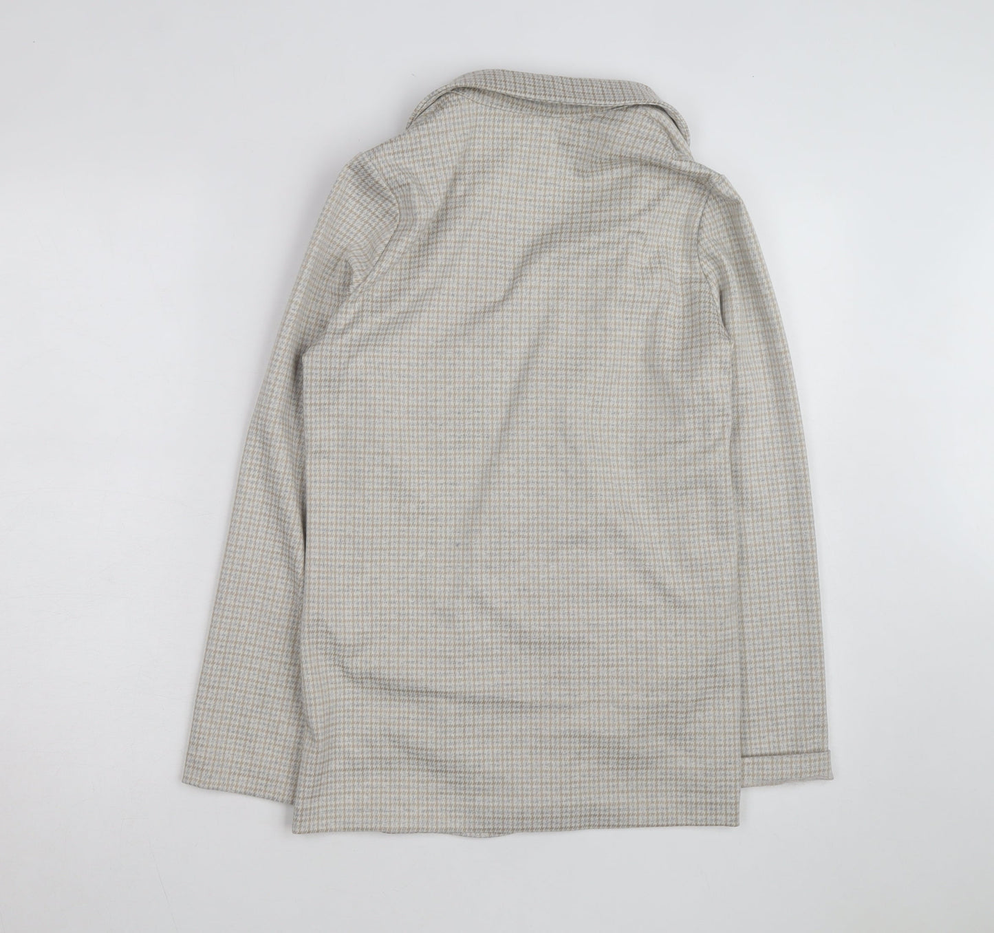 Et Vous Women's Beige Check Blazer Size 8 Classic Mid-Length Jacket