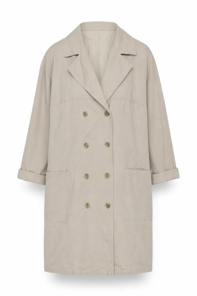 Inchino Women’s Beige Long Trench Coat M Cotton Buttoned