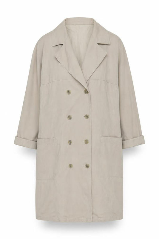 Inchino Women’s Beige Long Trench Coat M Cotton Buttoned