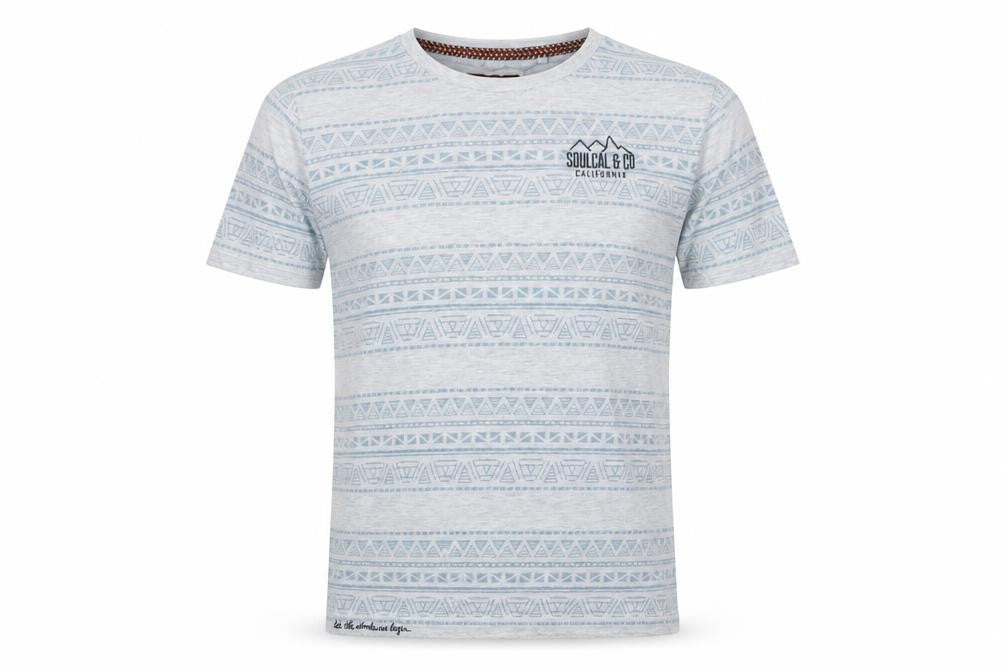 SoulCal Men's Grey Aztec Print Crew Neck Short Sleeve T-Shirt M