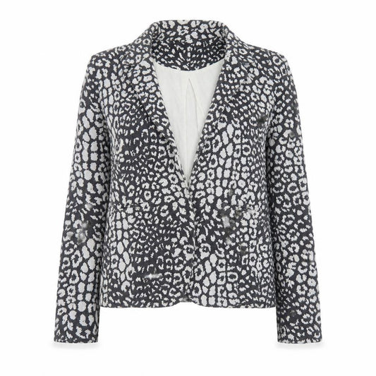 Topshop Women’s Grey Animal Print Cotton Blazer Size 8