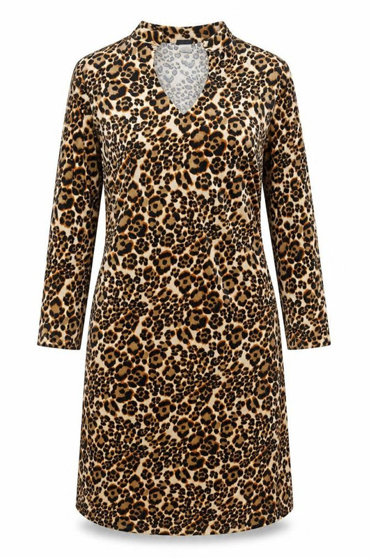 SasJee Women’s Brown Leopard Print Velvet Wrap Dress M