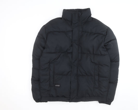 Hollister Men Black Puffer Jacket Size M Winter Short Zip Coat