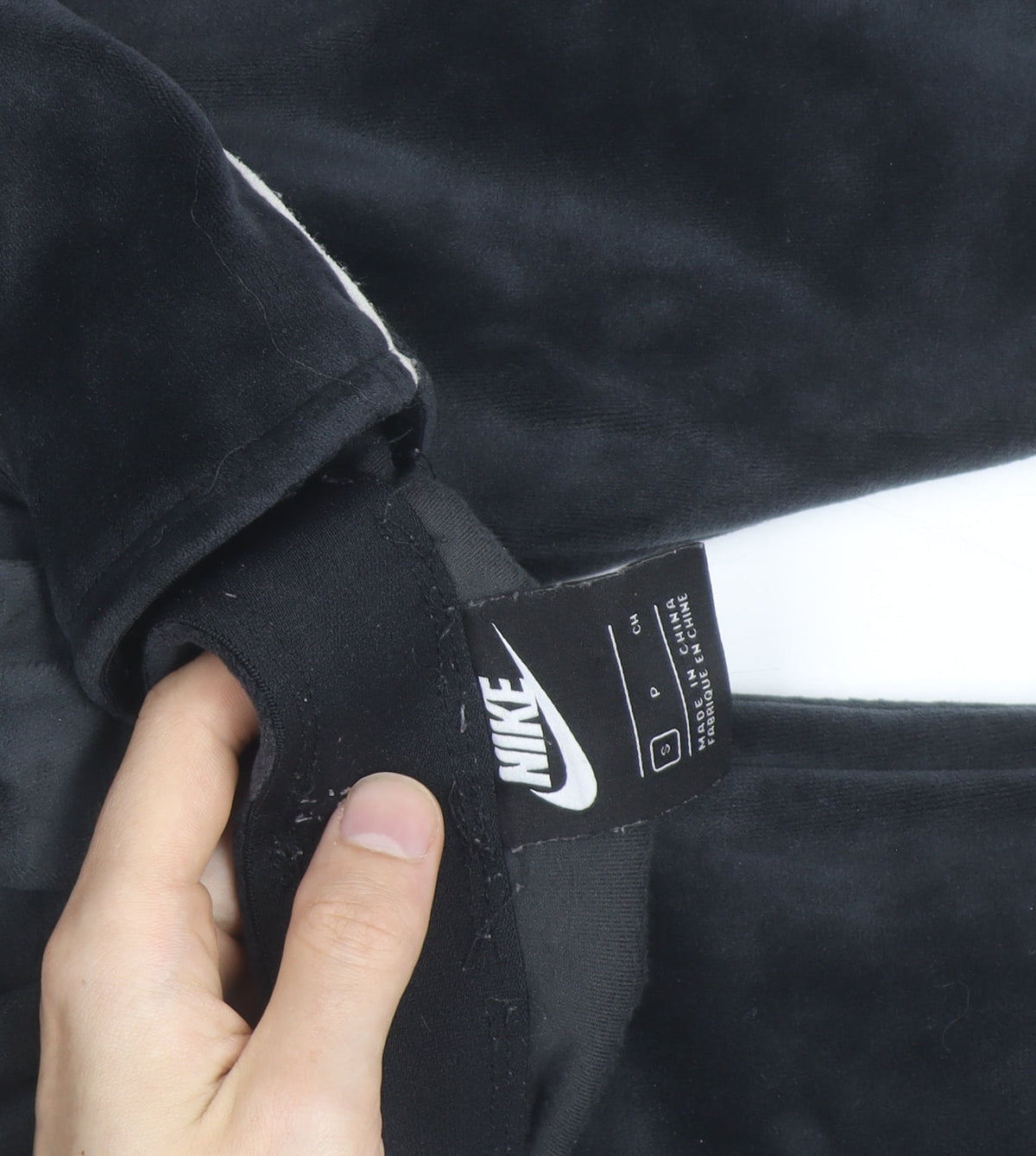Nike Womens Black Velour Side Stripe Leggings S