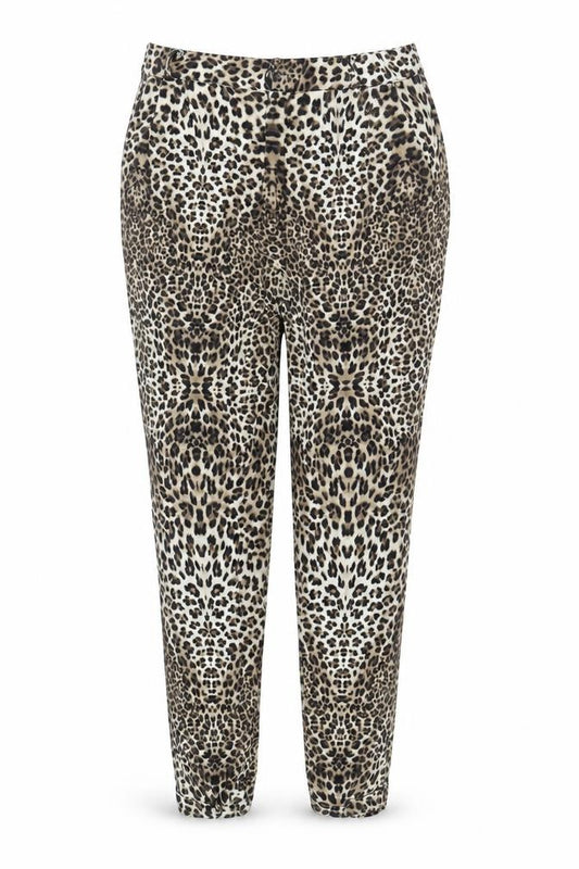 River Island Women's Brown Animal Print Tapered Trousers Size 16