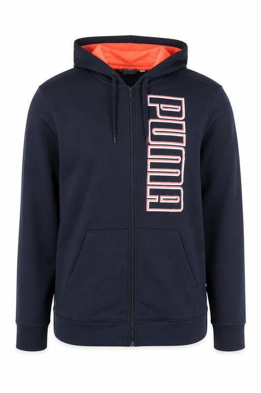 Puma Mens Blue Full Zip Hoodie Size L Sports Fleece Sweatshirt
