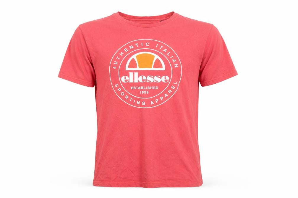 Front view of Ellesse Men's Red Small Graphic Logo Sports T-Shirt