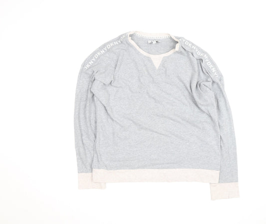 DKNY Men’s Grey Pullover Jumper Size S Crew Neck Logo Trim
