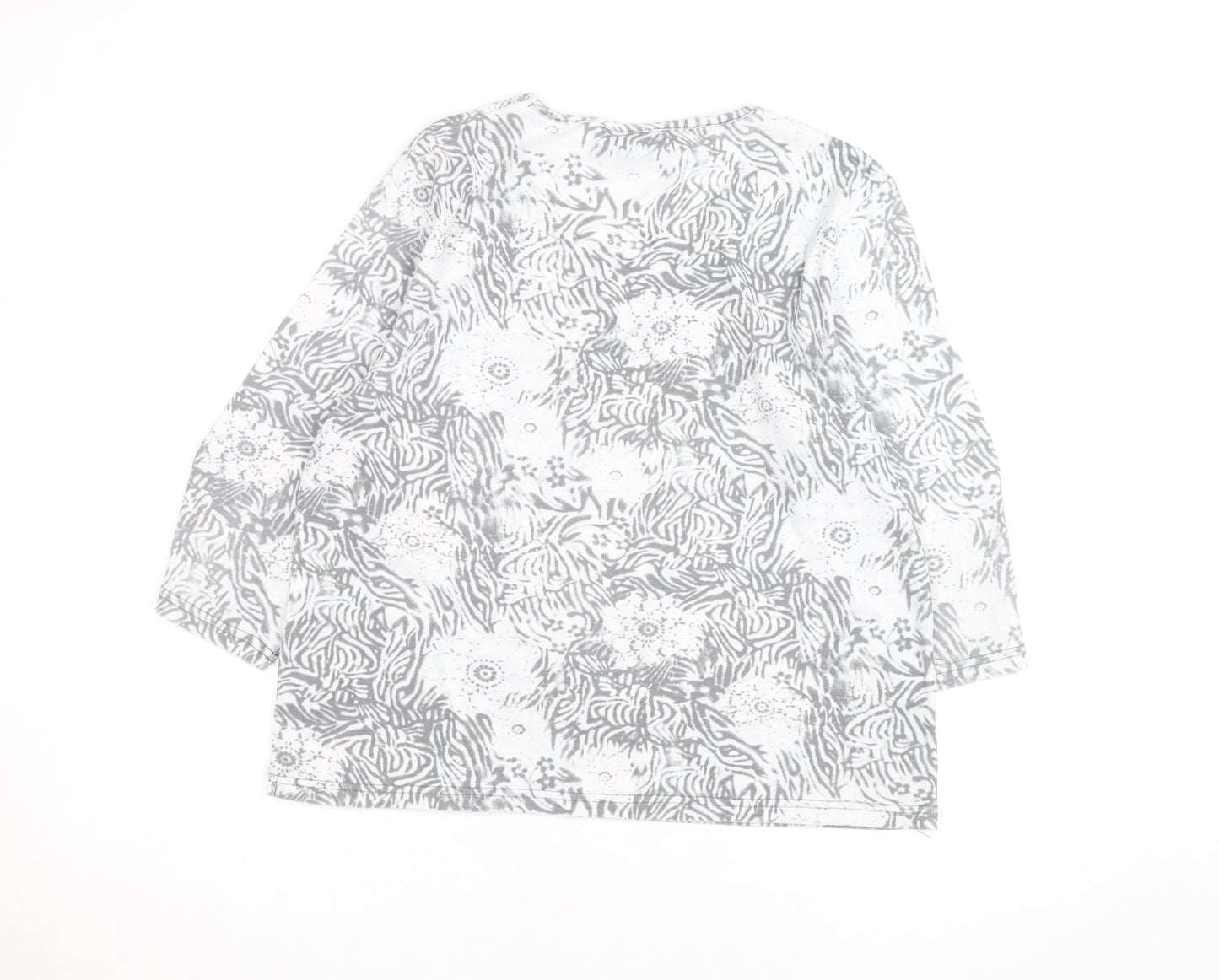 TIGI Wear Women's Grey Animal Floral Print Long Sleeve T-Shirt Size 18
