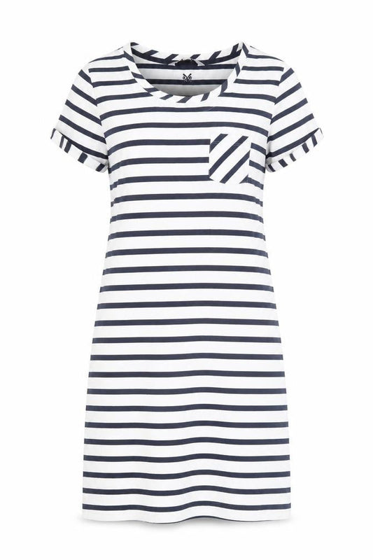 Crew Clothing Women's Blue Striped T-Shirt Dress Size 10