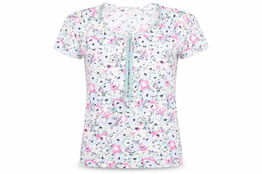 Front view of Vackrat Women's Multicoloured Floral Cotton Scoop Neck T-Shirt M