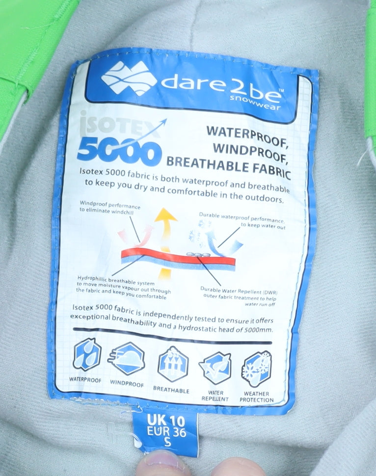 Dare 2b Women’s Green Waterproof Snow Pants Size 10 Regular Fit