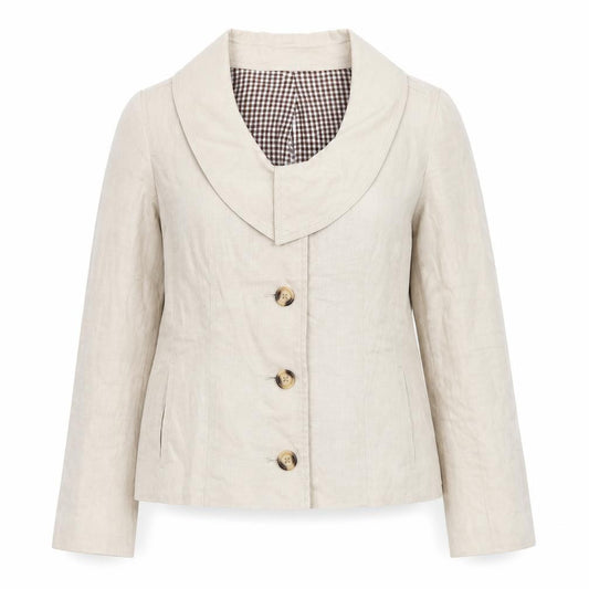 Antoni & Alison Women Beige Linen Blazer UK 14 Classic Buttoned Jacket