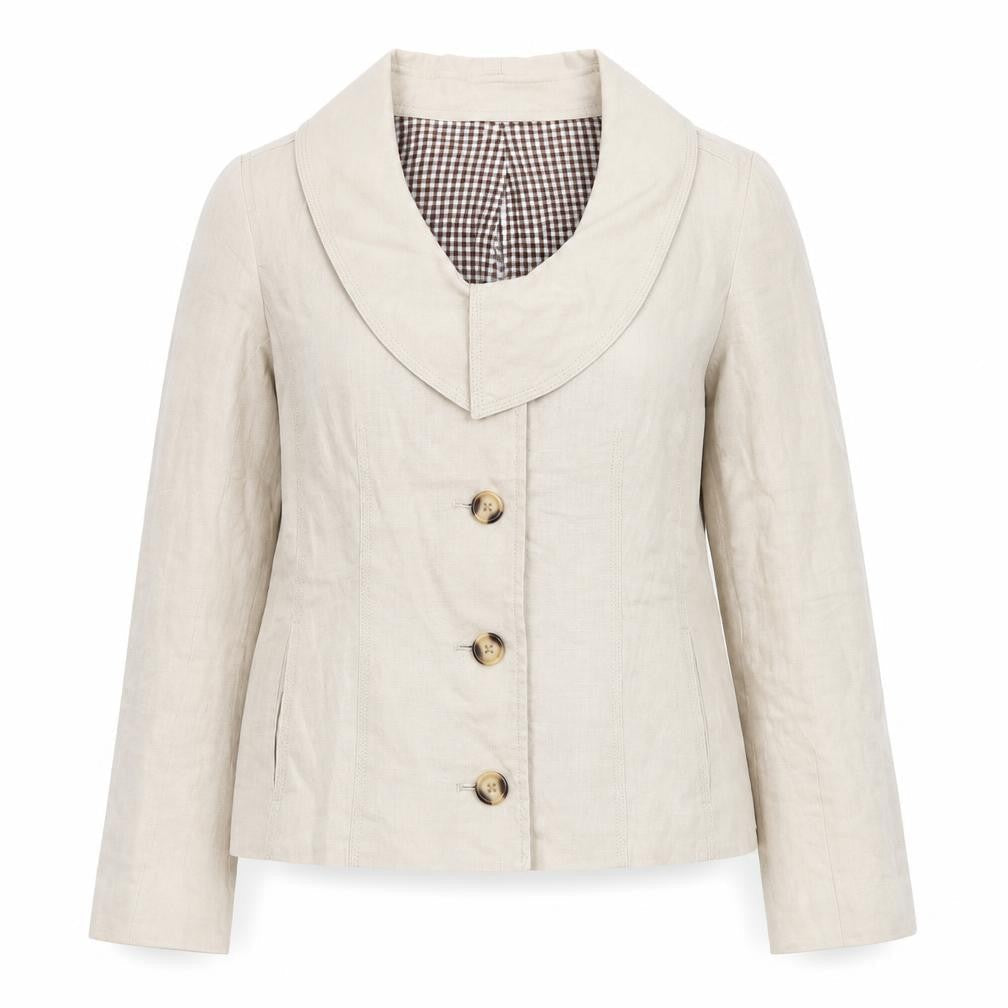 Antoni & Alison Women Beige Linen Blazer UK 14 Classic Buttoned Jacket