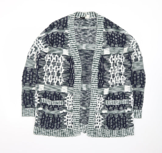 BDG Women Black White Knit Cardigan Small Open Front Patterned