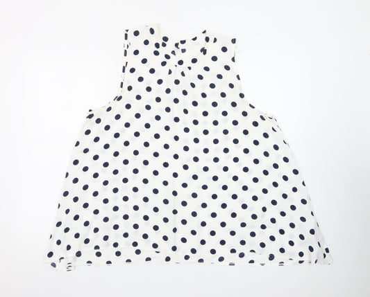 Debenhams Women White Polka Dot A-Line Sleeveless Dress Size 18