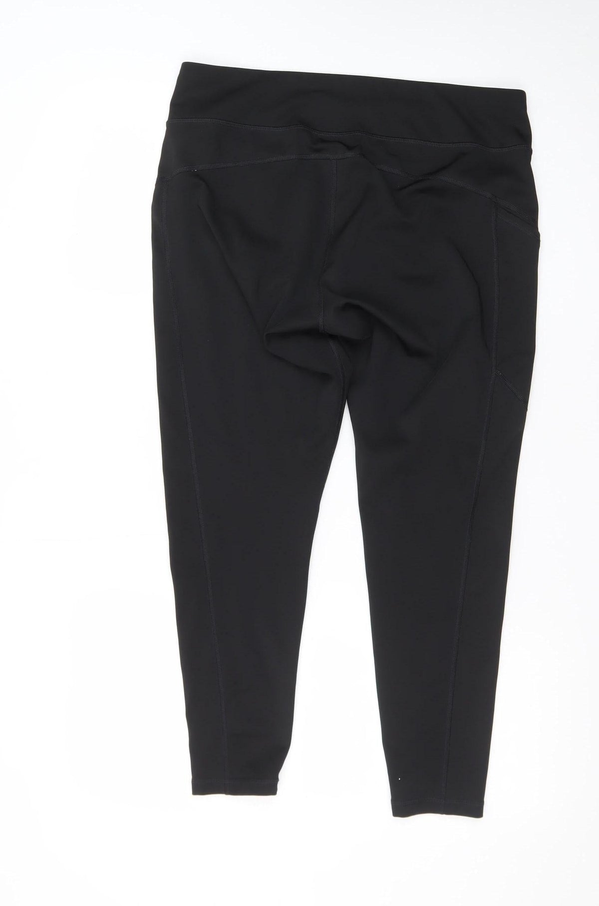 Close-up detail of Puma women’s black l ankle leggings stretch athleisure gymwear