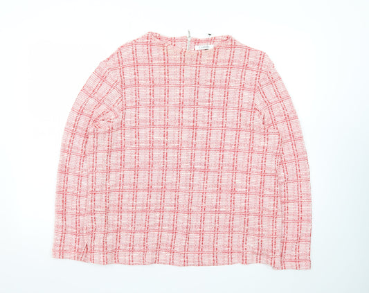 Marks and Spencer Women Pink Check Woven Long Sleeve Blouse Size 18