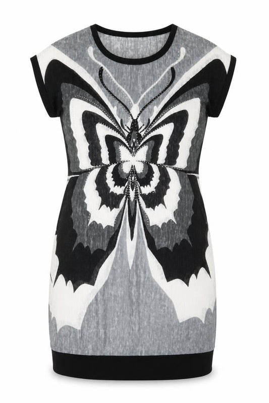 Culture Women's Multicoloured Butterfly Graphic T-Shirt Dress Size 8