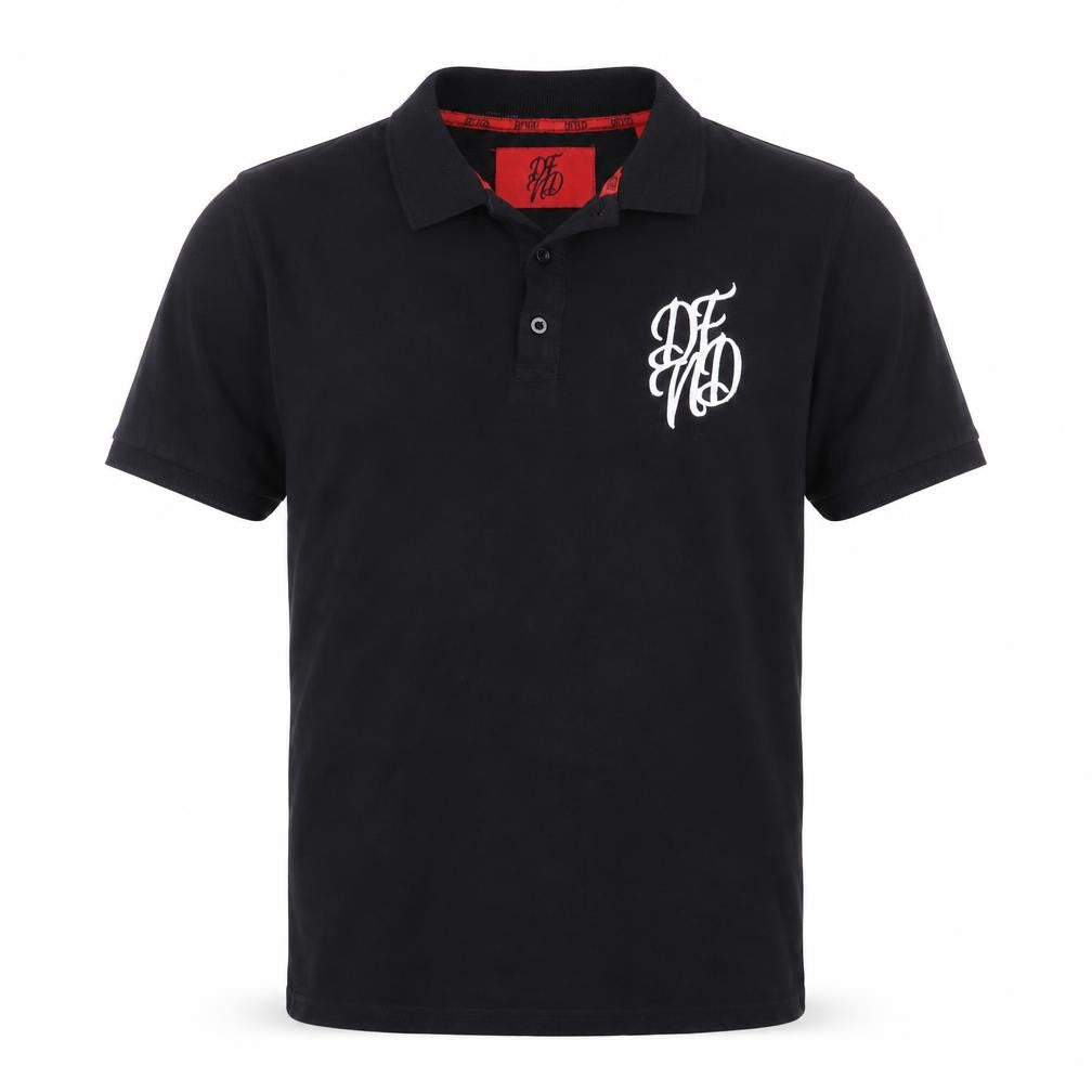 DFND Men’s Black Collared Cotton Polo T-Shirt Size S