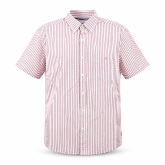 Maine New England Men's Red Striped Short Sleeve Button-Up Shirt M