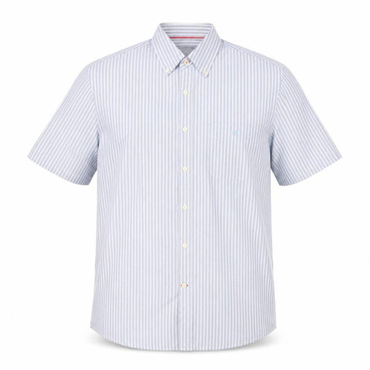 Maine New England Mens Blue Striped Short Sleeve Button-Up Shirt M