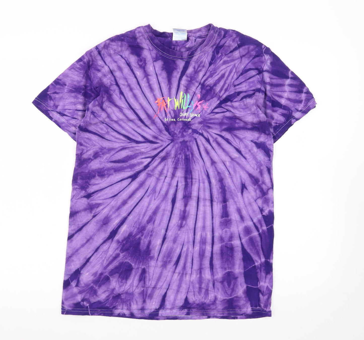 Gildan Men's Purple Tie-Dye Surf Graphic Heavy Cotton T-Shirt M