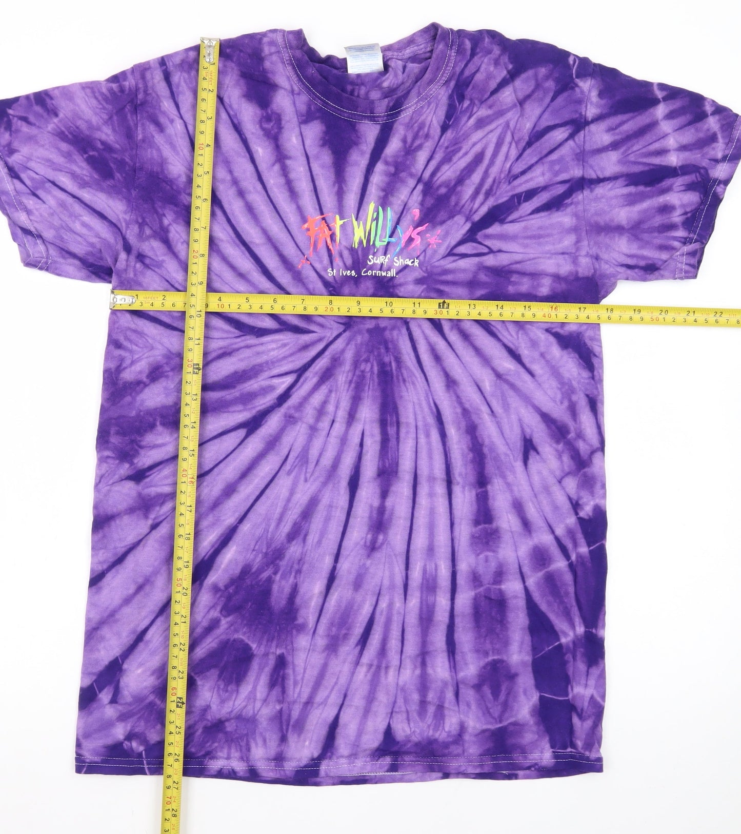 Gildan Men's Purple Tie-Dye Surf Graphic Heavy Cotton T-Shirt M