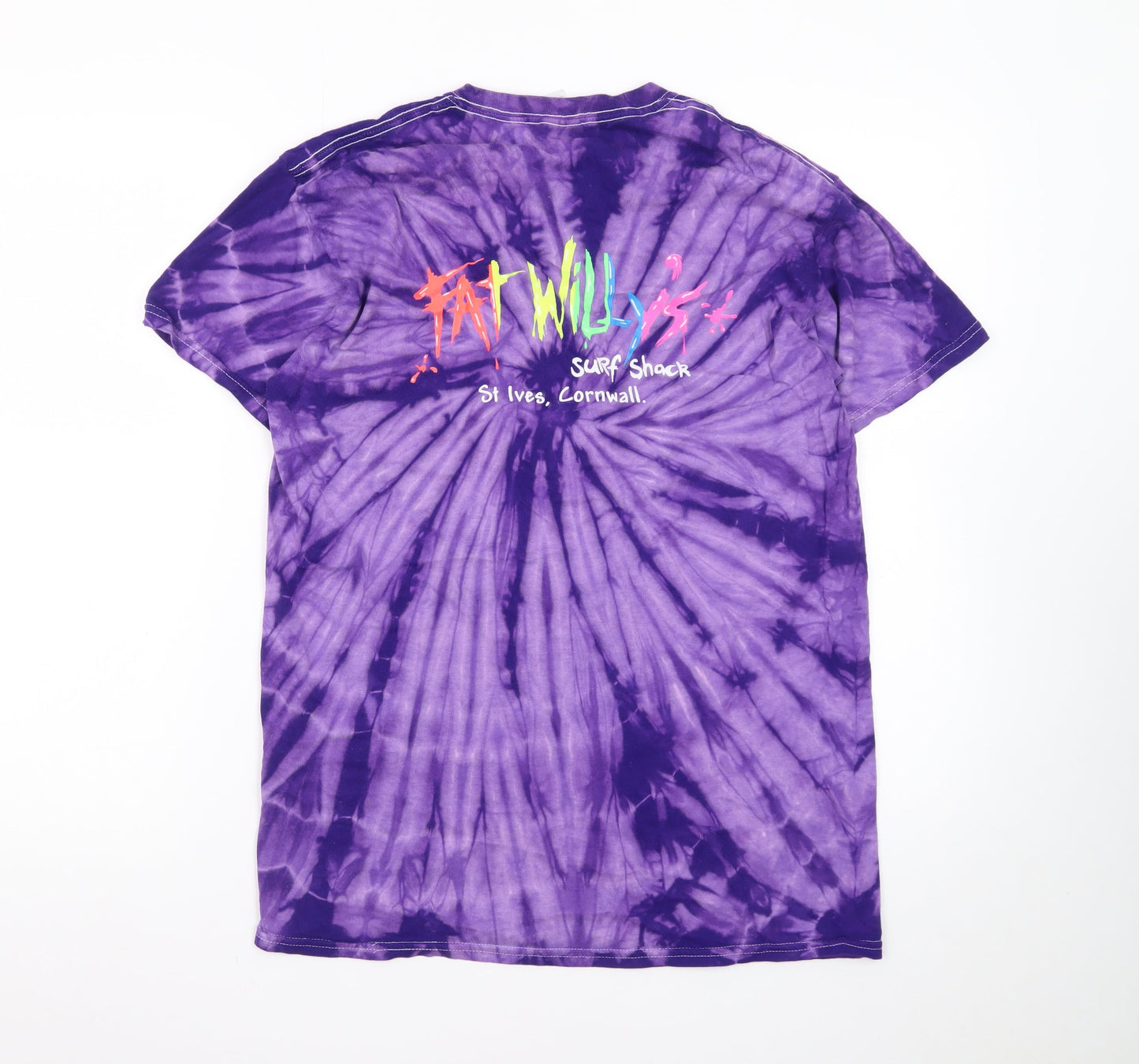 Gildan Men's Purple Tie-Dye Surf Graphic Heavy Cotton T-Shirt M