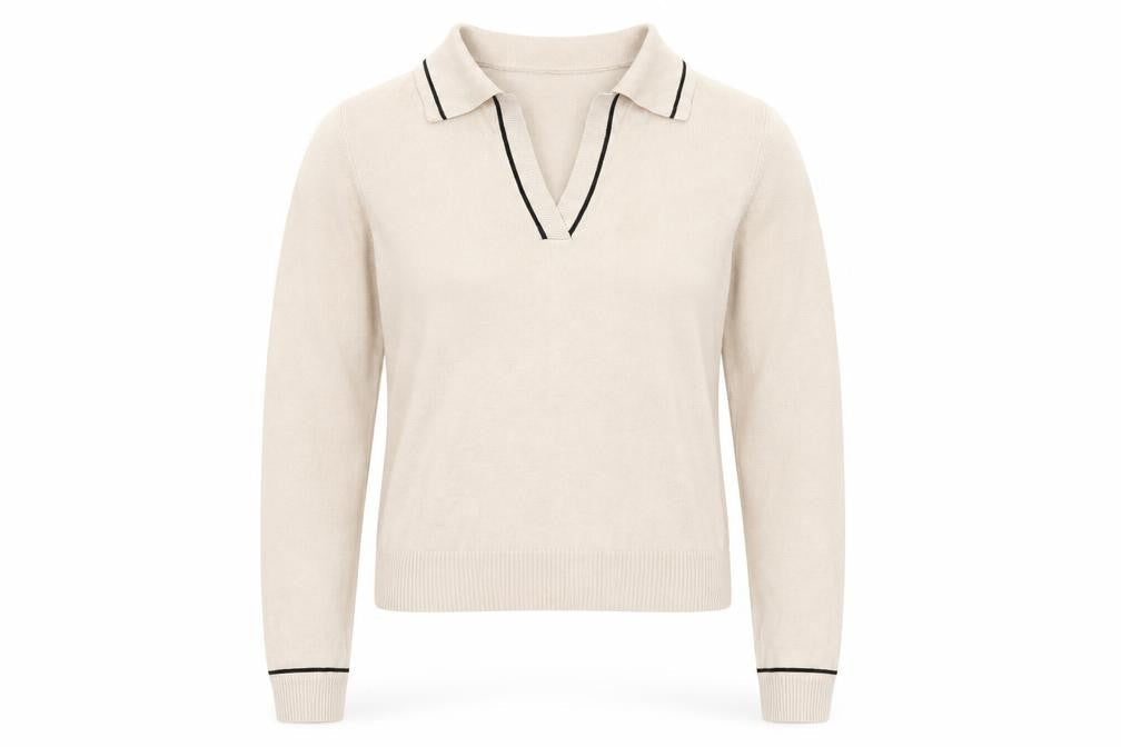 Mango Women Beige Collared Henley Knit Jumper XS