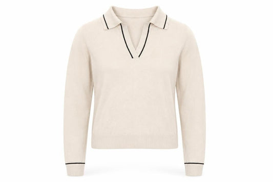 Mango Women Beige Collared Henley Knit Jumper XS