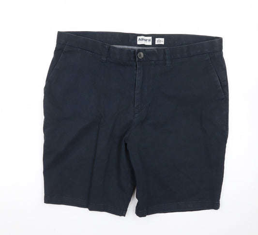 Admiral Men's Blue Chino Shorts Size 36 Regular Cotton Blend