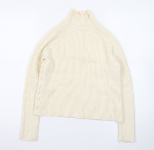 Rachel Zoe Women Ivory Small Roll Neck Merino Wool Jumper