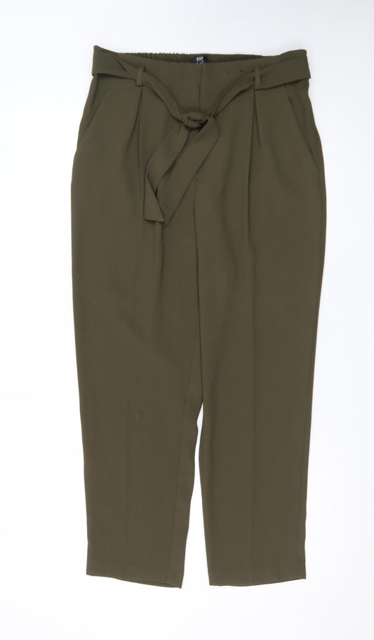 F&F Women's Green Paperbag Tapered Trousers Size 14