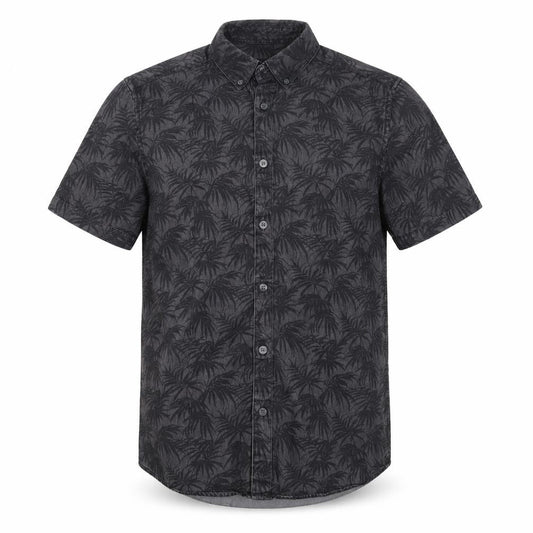 Burton Menswear London Men's Black Tropical Short Sleeve Button-Up Shirt Size S