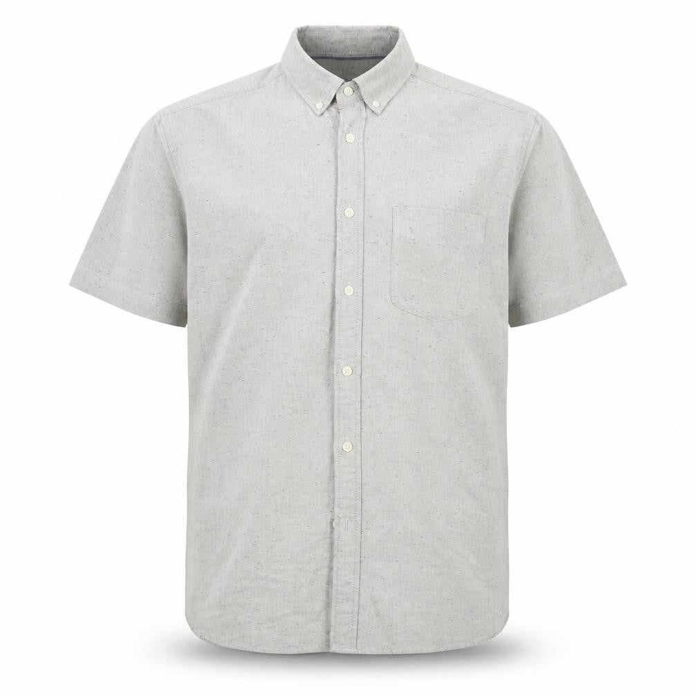 Marks & Spencer Men's Grey Short Sleeve Button-Up Oxford Shirt L