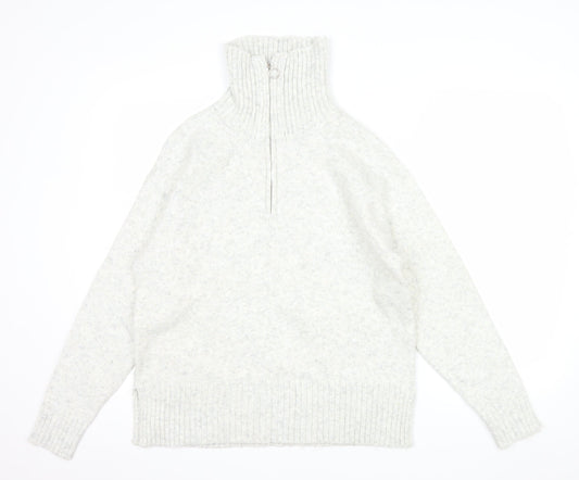 New Look Women's Ivory 1/2 Zip High Neck Knit Jumper Size S