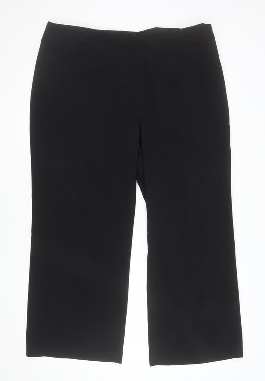 Marks and Spencer Womens Black Stretch Trousers Size 18 Regular Fit