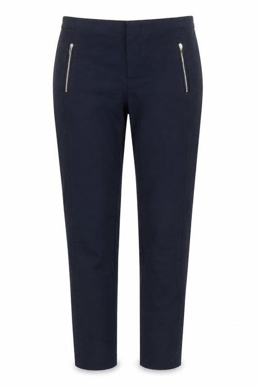 Zara Women Blue Slim Fit Stretch Zip Pocket Trousers Size S