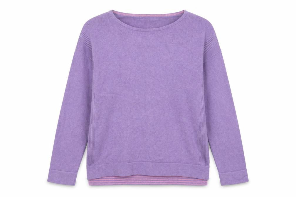 White Stuff Women's Purple Crew Neck Cotton Wool Jumper UK 10