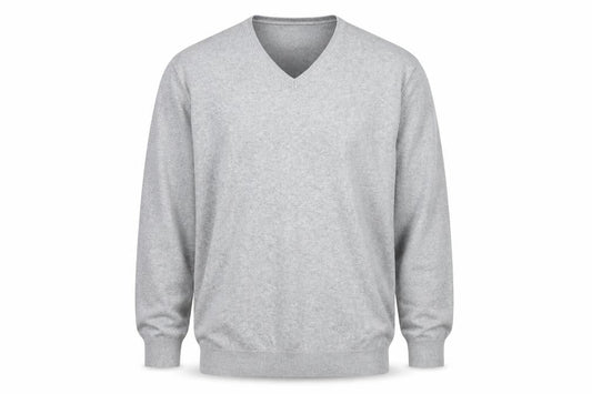 Springfield Men’s Grey Cotton V-Neck Jumper 2XL Regular Fit
