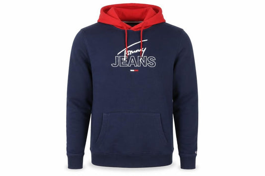 Tommy Jeans Men’s Blue Red Hoodie L Logo Pullover Sweatshirt