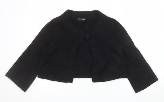 Next Womens Black Angora Blend Cropped Cardigan Size 14
