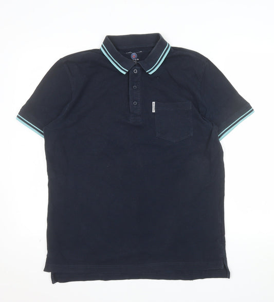 Lambretta Men's Blue Twin Tipped Cotton Polo Shirt Size L