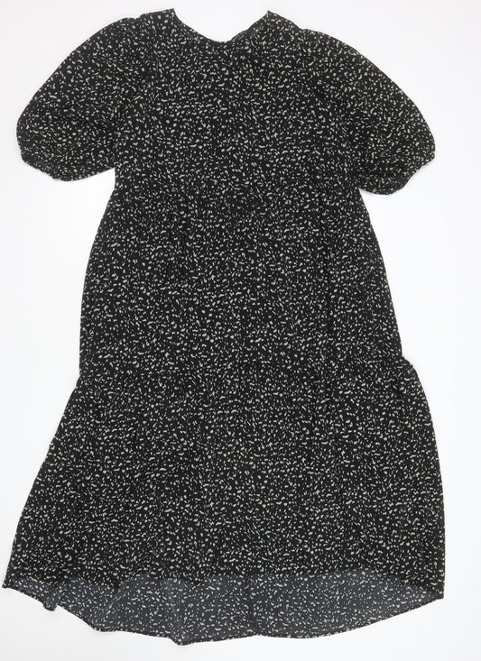 Brave Soul Women’s Black Floral A-Line Knee Length Dress Size L