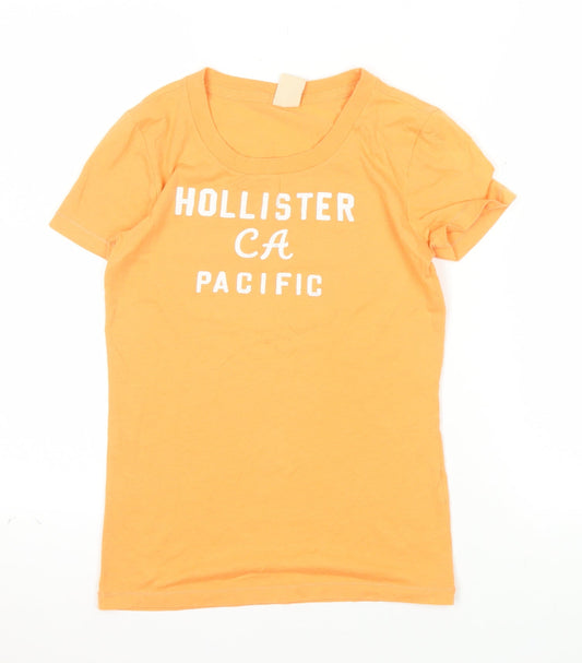 Hollister Women’s Orange XS Basic T-Shirt Slim Fit Casual