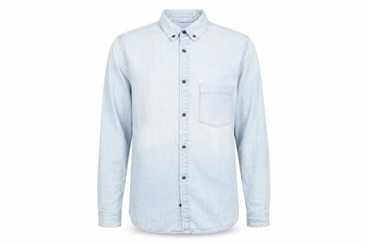H&M Divided Mens Light Blue Denim Button-Up Shirt Size S Regular Fit