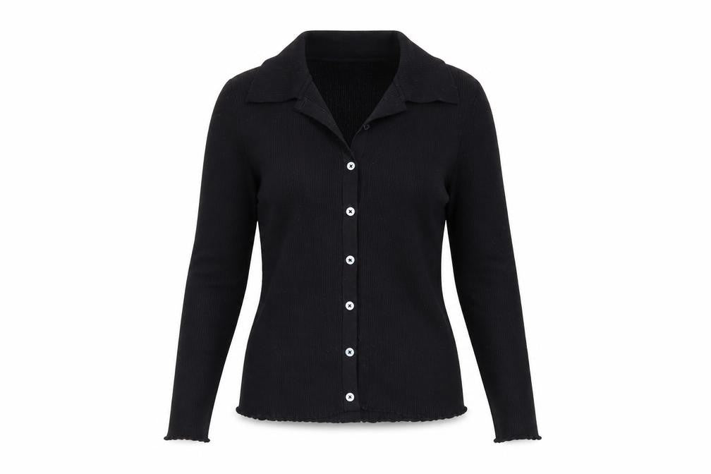 Boden Women's Black Button-Up Knit Top Size S Long Sleeve