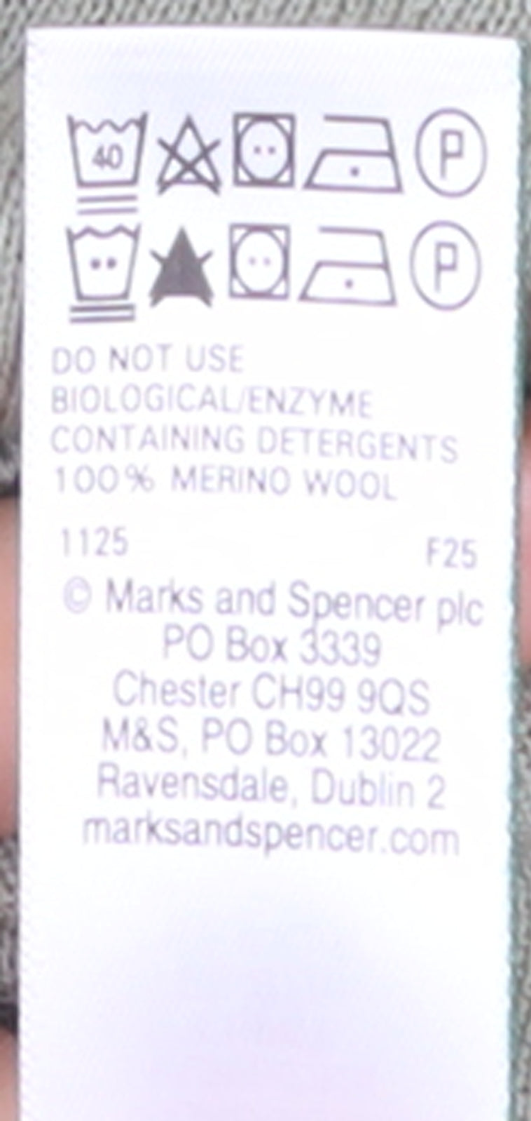 Marks and Spencer Men Light Olive Merino Wool Collared Pullover S