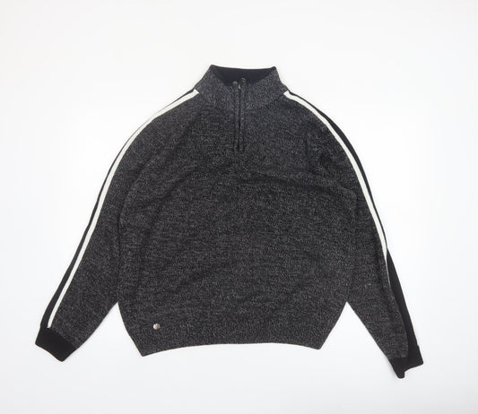 Tokyo Laundry Men's Grey 1/2 Zip High Neck Knit Jumper Size L